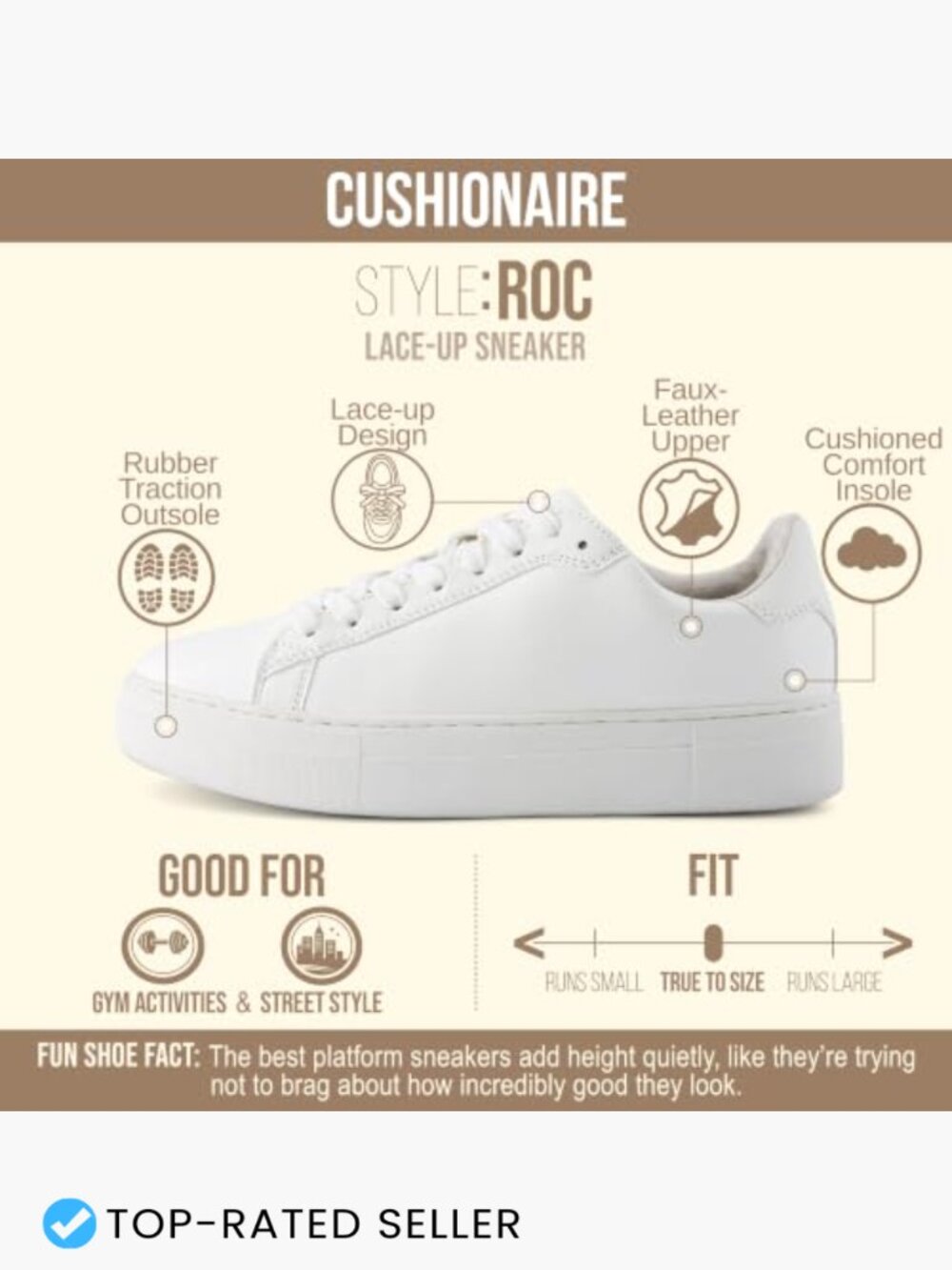 Lace Up Platform Sneakers Vegan Leather Cushioned Comfort Foam Wide Widths - Picture 4 of 7